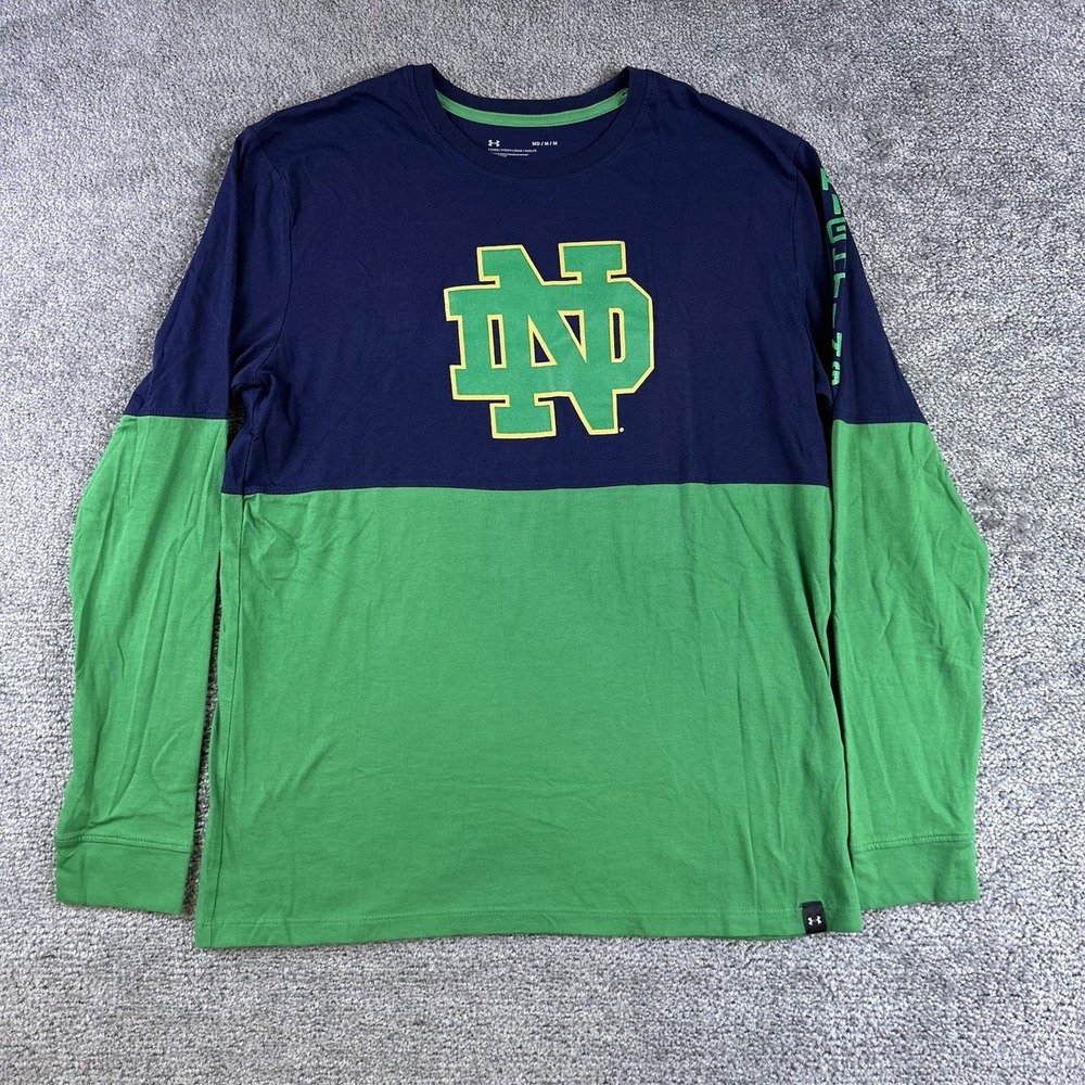 Under Armour Notre Dame Fighting Irish Long Sleeve T Shirt Mens Med Green UM7028